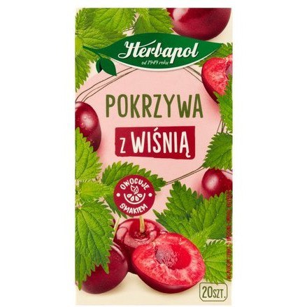 Herbata HERBAPOL owocowo-ziołowa (20 saszetek) Pokrzywa z Wiśnią 30g Herbata HERBAPOL owocowo-ziołowa (20 saszetek) Pokrzywa z Wiśnią 30g