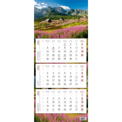 Kalendarz trójdzielny ekonomiczny GÓRY 2026 KS045B Wokół Nas Kalendarz trójdzielny ekonomiczny GÓRY 2026 KS045B Wokół Nas
