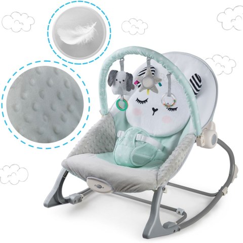 Leżaczek bujaczek z wibracją Nukido - miętowy Leżaczek bujaczek z wibracją Nukido - miętowy