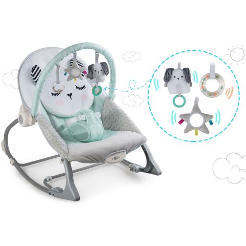 Leżaczek bujaczek z wibracją Nukido - miętowy Leżaczek bujaczek z wibracją Nukido - miętowy