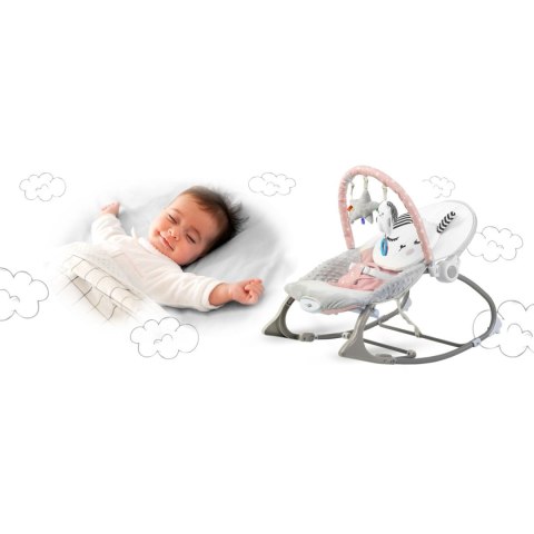 Leżaczek bujaczek z wibracją Nukido - różowy Leżaczek bujaczek z wibracją Nukido - różowy