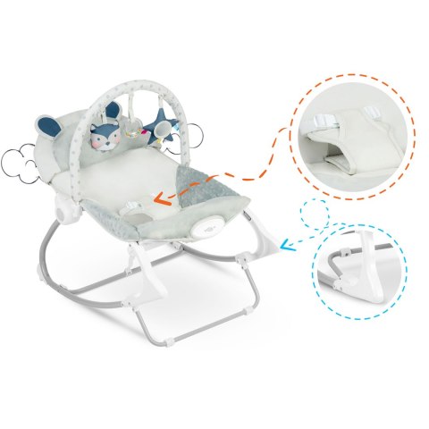 Leżaczek bujaczek z wibracją Ricokids - szary Leżaczek bujaczek z wibracją Ricokids - szary