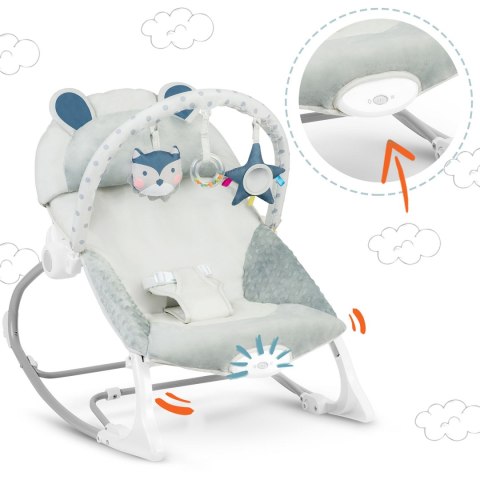 Leżaczek bujaczek z wibracją Ricokids - szary Leżaczek bujaczek z wibracją Ricokids - szary