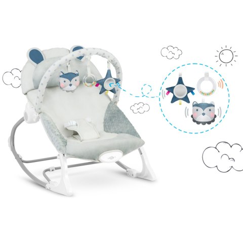 Leżaczek bujaczek z wibracją Ricokids - szary Leżaczek bujaczek z wibracją Ricokids - szary