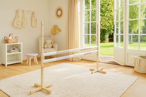 Przeszkoda skokowa do Hobby Horse 160cm, h-120 cm, dwie belki - beżowa i jasny fiolet Przeszkoda skokowa do Hobby Horse 160cm, h-120 cm, dwie belki - beżowa i jasny fiolet