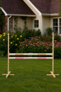 Przeszkoda skokowa do Hobby Horse 160cm, h-120 cm, dwie belki - beżowa i jasny róż