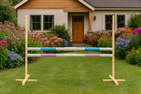 Przeszkoda skokowa do Hobby Horse 160cm, h-120 cm, dwie belki - jasny niebieski i jasny róż Przeszkoda skokowa do Hobby Horse 160cm, h-120 cm, dwie belki - jasny niebieski i jasny róż