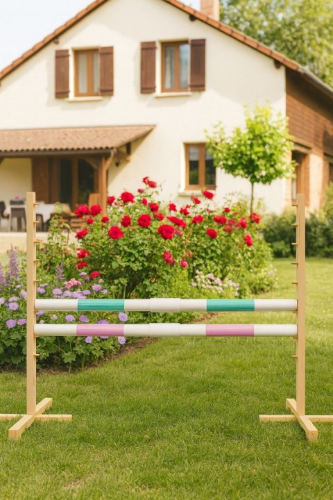 Przeszkoda skokowa do Hobby Horse 160cm, h-120 cm, dwie belki - miętowa i jasny róż Przeszkoda skokowa do Hobby Horse 160cm, h-120 cm, dwie belki - miętowa i jasny róż