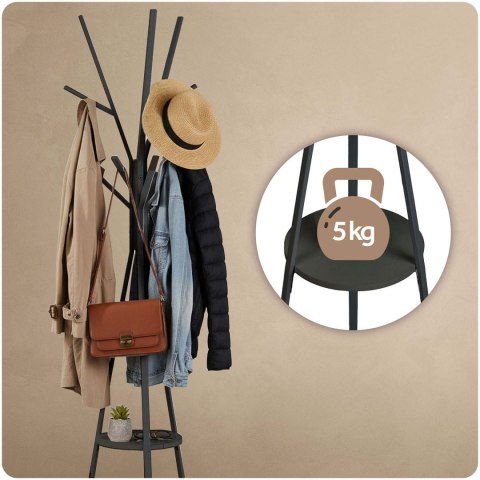 Wieszak na ubrania metalowy z półką stojący Massido MS-869 Wieszak na ubrania metalowy z półką stojący Massido MS-869