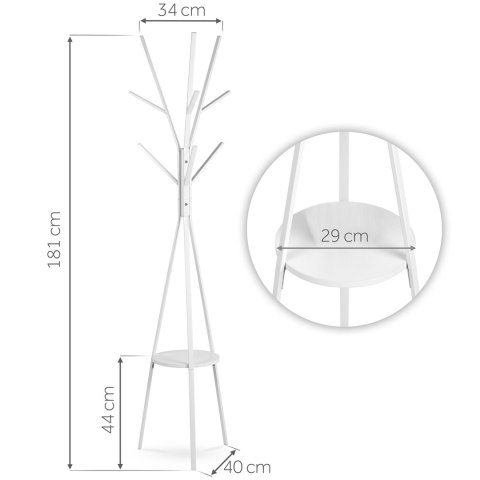 Wieszak na ubrania metalowy z półką stojący Massido MS-869 Wieszak na ubrania metalowy z półką stojący Massido MS-869