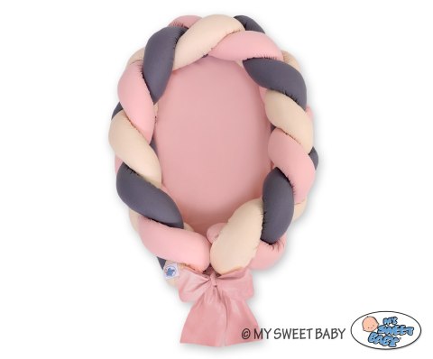 Kokon niemowlęcy pleciony 2 in 1 - beż-brudny róż-antracyt Kokon niemowlęcy pleciony 2 in 1 - beż-brudny róż-antracyt