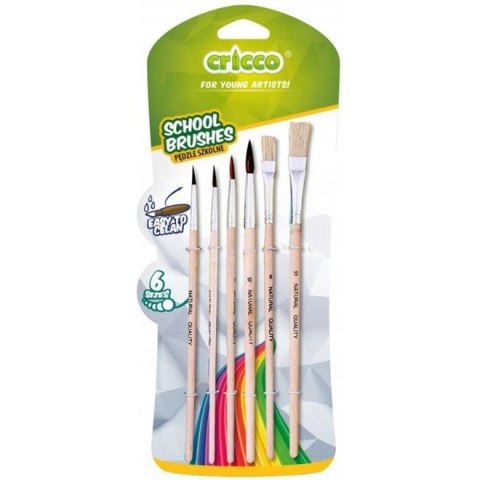 Pędzelki szkolne CRICCO 6sztuk,blister CR364B6 Pędzelki szkolne CRICCO 6sztuk,blister CR364B6