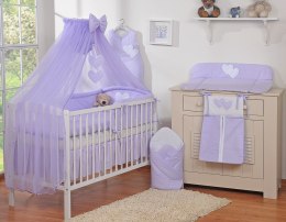 Pościel 5-cz z moskitierą - Wiszące Serduszka fioletowe