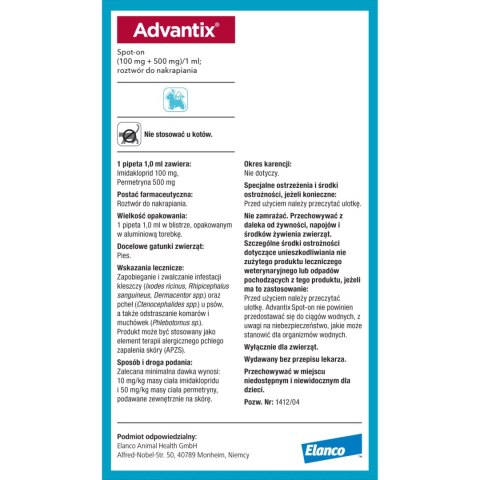 Bayer Advantix Krople Na Kleszcze I Pchły 1ml Bayer Advantix Krople Na Kleszcze I Pchły 1ml