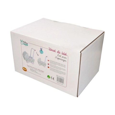 Drewniany pastelowy wózek dla lalek Drewniany pastelowy wózek dla lalek