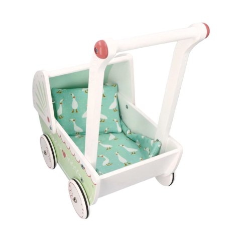 Drewniany pastelowy wózek dla lalek Drewniany pastelowy wózek dla lalek