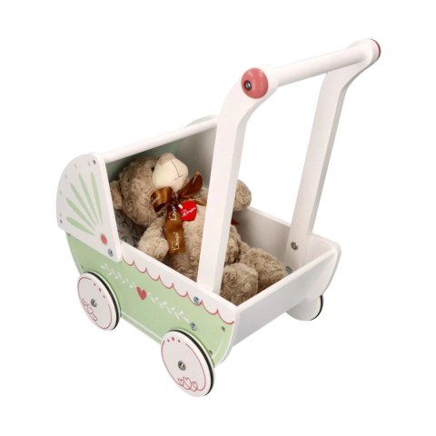 Drewniany pastelowy wózek dla lalek Drewniany pastelowy wózek dla lalek