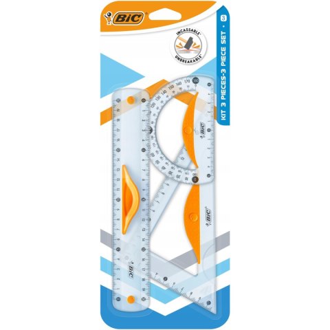 Komplet geometryczny z linijką 20cm z uchwytem + ekierka+kątomierz 9927281 BIC