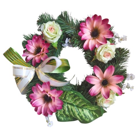 OKRĄGŁY STROIK WIĄZANKA WIANEK NA CMENTARZ DEKORACJA POD ZNICZ