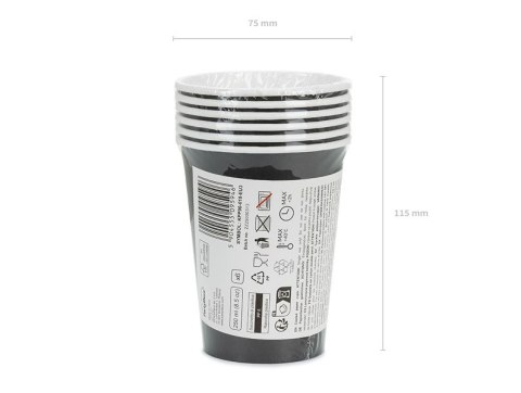 Kubeczki papierowe Czarny 250ml 6 szt
