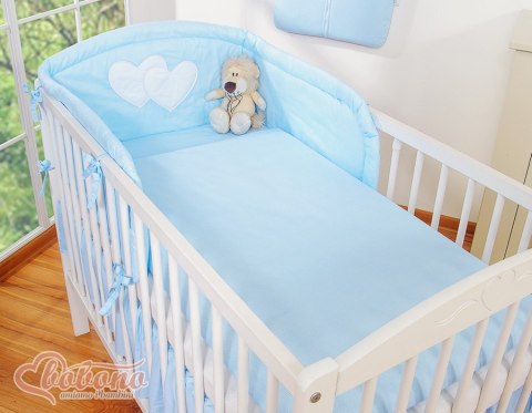 Pościel 3-cz Serduszka paseczki niebieskie