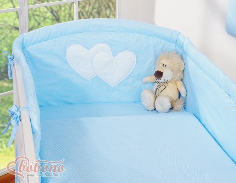Pościel 3-cz Serduszka paseczki niebieskie