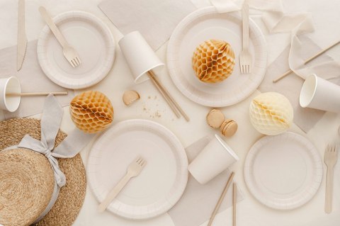 Talerzyki papierowe Okrągłe Beż Desert Sand 18cm 6 szt Talerzyki papierowe Okrągłe Beż Desert Sand 18cm 6 szt