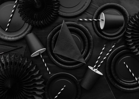 Talerzyki papierowe Okrągłe Czarny 18cm 6 szt Talerzyki papierowe Okrągłe Czarny 18cm 6 szt