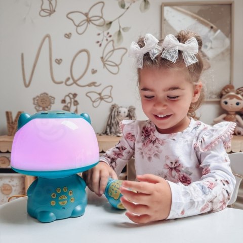 WOOPIE Multifunkcyjna Lampka RGB Głośnik Bluetooth Karaoke Modulator Głosu Karta SD Turkusowa WOOPIE Multifunkcyjna Lampka RGB Głośnik Bluetooth Karaoke Modulator Głosu Karta SD Turkusowa