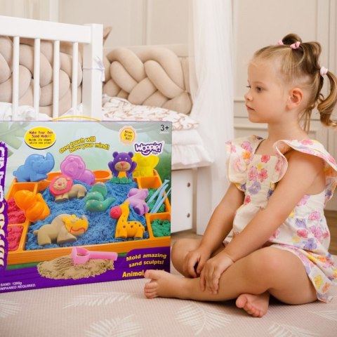 WOOPIE Piasek Kinetyczny 1,2 kg Zestaw XL ZOO Stolik z Foremkami WOOPIE Piasek Kinetyczny 1,2 kg Zestaw XL ZOO Stolik z Foremkami