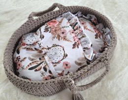 Becik dla lalek otulacz wiązany - łapacze snów kwiatowe