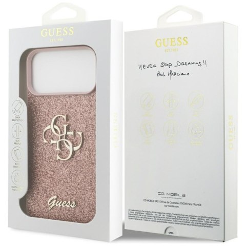 Guess Fixed Glitter Big 4G - Etui do iPhone 17 Pro Max (różowy)