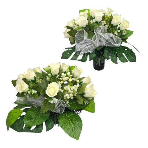 Komplet zestaw stroiki na cmentarz miska bukiet kwiaty na grób