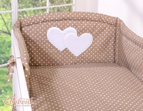 Pościel 3-cz Serduszka grochy na brązie Pościel 3-cz Serduszka grochy na brązie