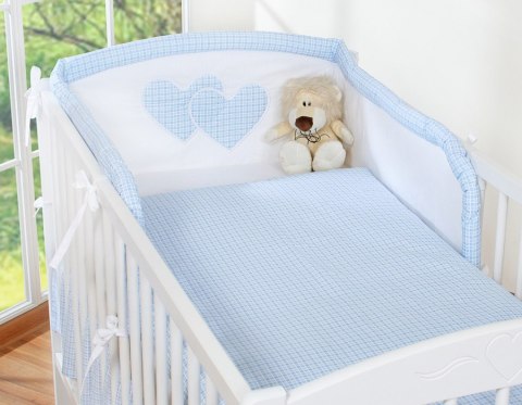 Pościel 3-cz Serduszka kratka niebieska