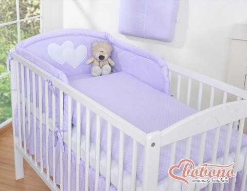 Pościel 3-cz Serduszka kropki na fiolecie