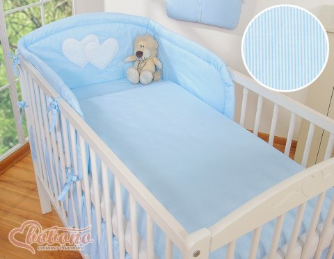 Pościel 3-cz Serduszka paseczki niebieskie