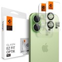 Spigen Optik Pro GLAS.TR EZ Fit Camera Protector 2-Pack - Szkło ochronne na obiektyw do iPhone 16 / 16 Plus / 17 (2 szt) (Green)
