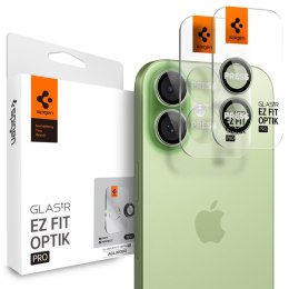 Spigen Optik Pro GLAS.TR EZ Fit Camera Protector 2-Pack - Szkło ochronne na obiektyw do iPhone 16 / 16 Plus / 17 (2 szt) (Green)