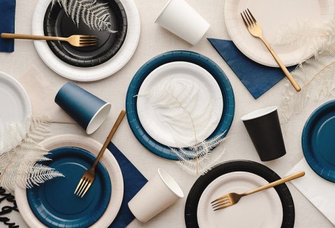 Talerzyki papierowe Okrągłe Czarny 23cm 6 szt