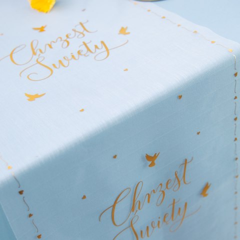 Bieżnik z Organzy Złoty na Chrzest Święty 30x500 cm Bieżnik z Organzy Złoty na Chrzest Święty 30x500 cm