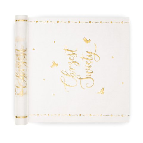 Bieżnik z Organzy Złoty na Chrzest Święty 30x500 cm Bieżnik z Organzy Złoty na Chrzest Święty 30x500 cm