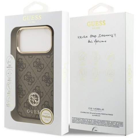 Guess 4G Strass Logo MagSafe - Etui iPhone 17 Pro (brązowy) Guess 4G Strass Logo MagSafe - Etui iPhone 17 Pro (brązowy)