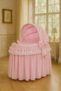 Kosz Mojżesza wiklinowy ze składaną budką- Little Princess różowa