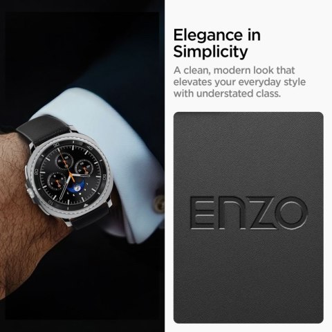 Spigen Enzo - Pasek z naturalnej skóry do Samsung Galaxy Watch 8 / 8 Classic 40 / 44 / 46 mm (Black) Spigen Enzo - Pasek z naturalnej skóry do Samsung Galaxy Watch 8 / 8 Classic 40 / 44 / 46 mm (Black)