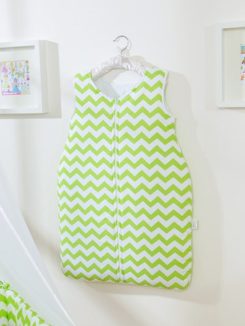 Śpiworek dla dzieci bawełniany M 6-12 mcy TOG 2.5 całoroczny ocieplany - Chevron zielony