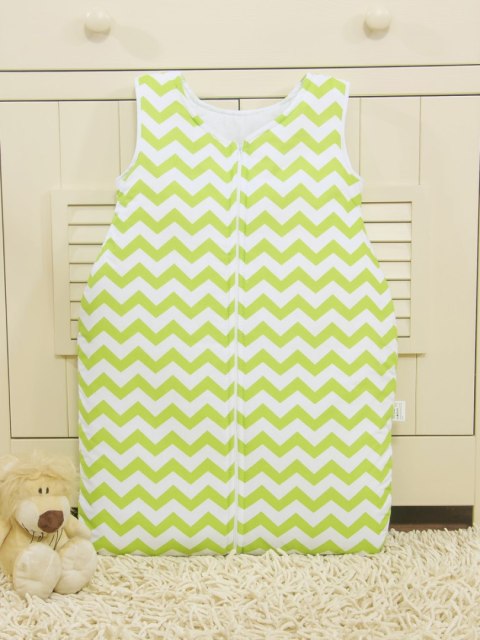 Śpiworek dla dzieci bawełniany M 6-12 mcy TOG 2.5 całoroczny ocieplany - Chevron zielony