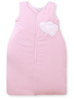 Śpiworek dla dzieci bawełniany M 6-12 mcy TOG 2.5 całoroczny ocieplany serduszka kropki na różu