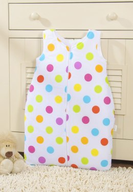 Śpiworek niemowlęcy- Basic grochy jasne na białym tle