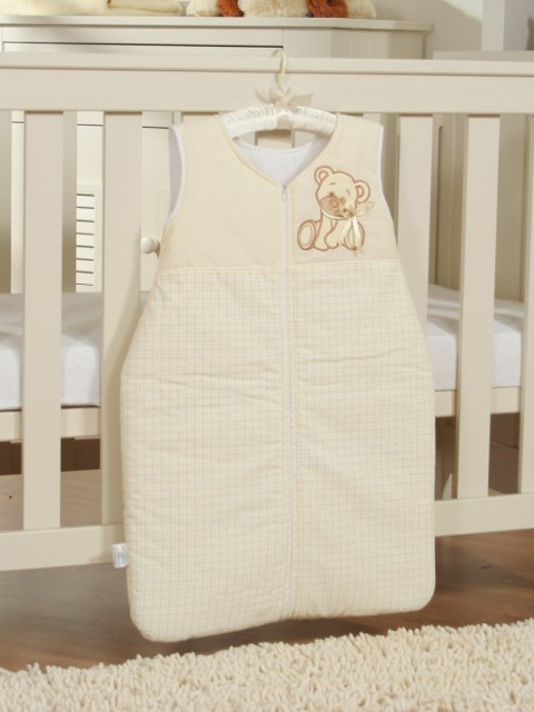 Śpiworek dla dzieci bawełniany M 6-12 mcy TOG 2.5 całoroczny ocieplany Miś z kokardką kremowy Śpiworek dla dzieci bawełniany M 6-12 mcy TOG 2.5 całoroczny ocieplany Miś z kokardką kremowy